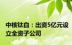 中核钛白：出资5亿元设立全资子公司