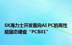 SK海力士开发面向AI PC的高性能固态硬盘“PCB01”