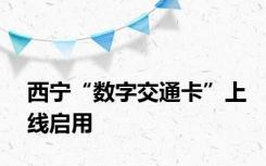 西宁“数字交通卡”上线启用