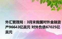 外汇管理局：3月末我国对外金融资产96643亿美元 对外负债67025亿美元