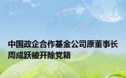 中国政企合作基金公司原董事长周成跃被开除党籍