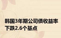 韩国3年期公司债收益率下跌2.6个基点