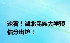 速看！湖北民族大学预估分出炉！