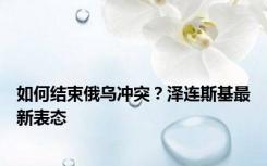 如何结束俄乌冲突？泽连斯基最新表态