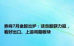 券商7月金股出炉：这些股获力挺，看好出口、上游周期板块