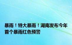 暴雨！特大暴雨！湖南发布今年首个暴雨红色预警