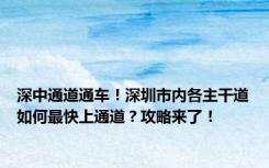 深中通道通车！深圳市内各主干道如何最快上通道？攻略来了！