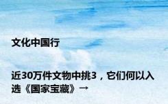 文化中国行|近30万件文物中挑3，它们何以入选《国家宝藏》→