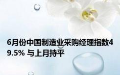 6月份中国制造业采购经理指数49.5% 与上月持平