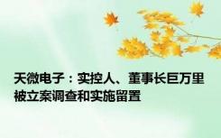 天微电子：实控人、董事长巨万里被立案调查和实施留置