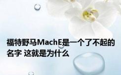 福特野马MachE是一个了不起的名字 这就是为什么