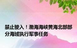 禁止驶入！渤海海峡黄海北部部分海域执行军事任务