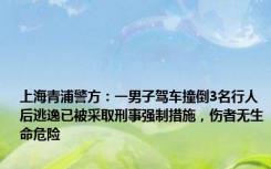 上海青浦警方：一男子驾车撞倒3名行人后逃逸已被采取刑事强制措施，伤者无生命危险