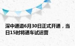 深中通道6月30日正式开通，当日15时将通车试运营