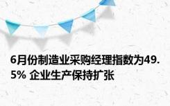 6月份制造业采购经理指数为49.5% 企业生产保持扩张