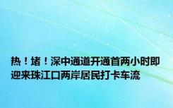 热！堵！深中通道开通首两小时即迎来珠江口两岸居民打卡车流