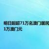 明日起超71万名澳门居民将获发1万澳门元