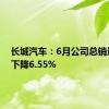 长城汽车：6月公司总销量同比下降6.55%