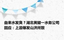 自来水发臭？湖北黄陂一水务公司回应：上游爆发山洪所致