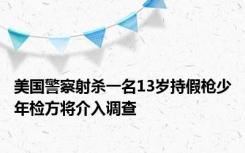 美国警察射杀一名13岁持假枪少年检方将介入调查