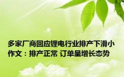 多家厂商回应锂电行业排产下滑小作文：排产正常 订单呈增长态势