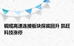 铜缆高速连接板块探底回升 凯旺科技涨停