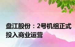 盘江股份：2号机组正式投入商业运营