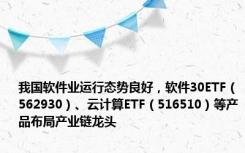 我国软件业运行态势良好，软件30ETF（562930）、云计算ETF（516510）等产品布局产业链龙头