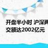 开盘半小时 沪深两市成交额达2002亿元