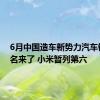 6月中国造车新势力汽车销量排名来了 小米暂列第六