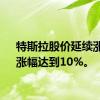 特斯拉股价延续涨势，涨幅达到10%。