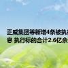 正威集团等新增4条被执行人信息 执行标的合计2.6亿余元