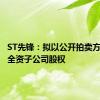 ST先锋：拟以公开拍卖方式转让全资子公司股权