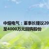 中熔电气：董事长提议2000万元至4000万元回购股份