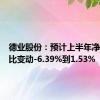 德业股份：预计上半年净利润同比变动-6.39%到1.53%