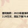 普利制药：2023年度净利润8592.29万元，同比下降70.87%