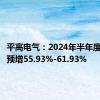 平高电气：2024年半年度净利润预增55.93%-61.93%