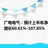 广电电气：预计上半年净利同比增长60.61%-107.85%