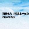 西昌电力：预计上半年净利亏损约2600万元