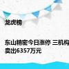 龙虎榜|东山精密今日涨停 三机构合计净卖出6357万元