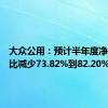 大众公用：预计半年度净利润同比减少73.82%到82.20%