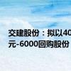 交建股份：拟以4000万元-6000回购股份