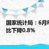 国家统计局：6月PPI同比下降0.8%