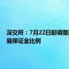 深交所：7月22日起调整融券交易保证金比例