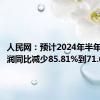 人民网：预计2024年半年度净利润同比减少85.81%到71.62%