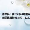 海思科：预计2024年前半年净利润同比增长99.8%—119.78%