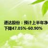 通达股份：预计上半年净利同比下降47.05%-60.90%