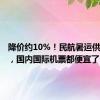 降价约10%！民航暑运供需两旺，国内国际机票都便宜了