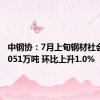 中钢协：7月上旬钢材社会库存1051万吨 环比上升1.0%