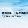 申通快递：上半年净利同比增长71.78%-117.59%